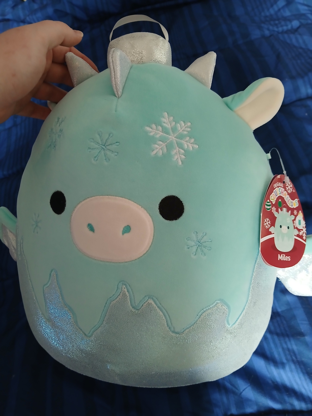 Squishmallows Miles Mint & Pink Snowflake Plush Backpack